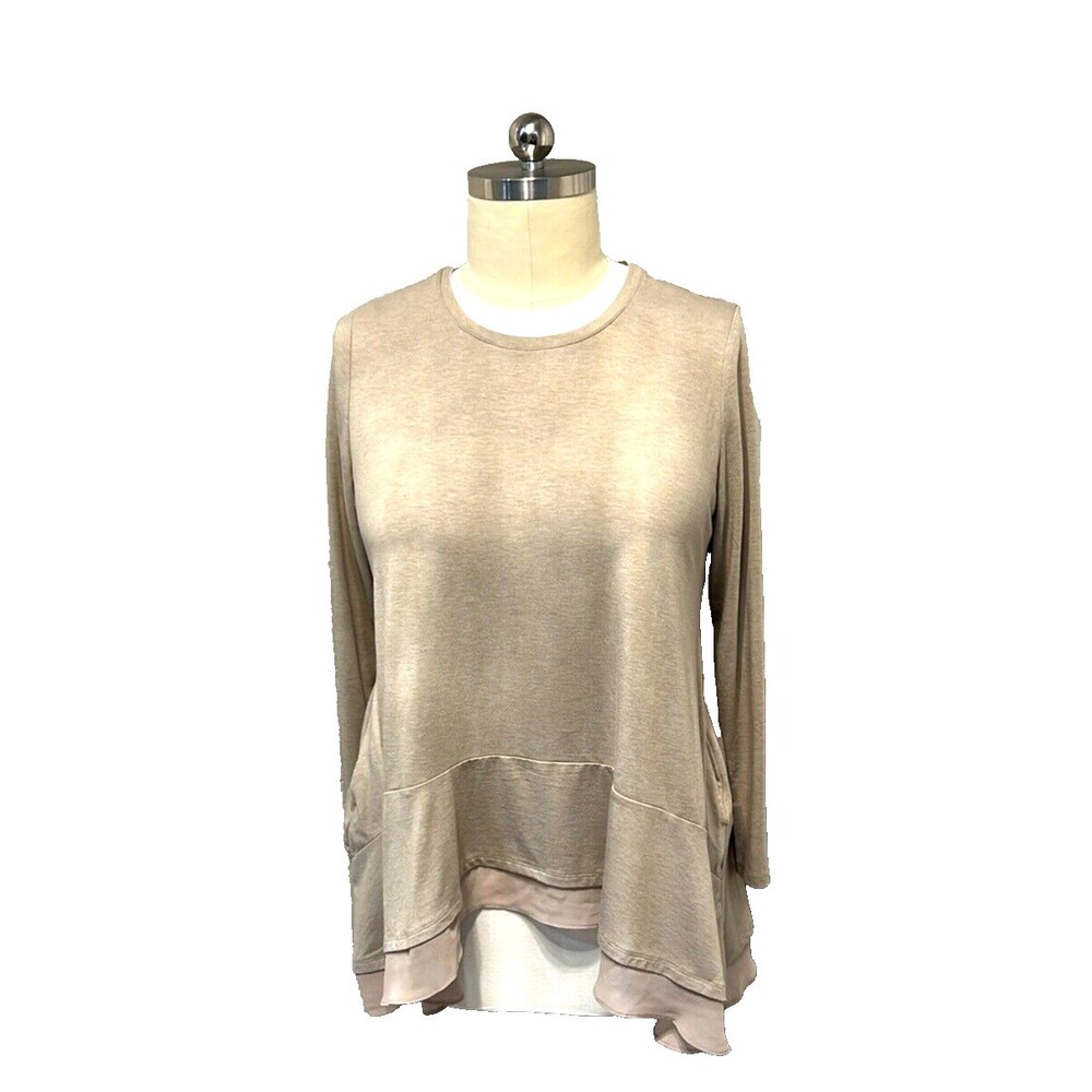 Logo Lounge Women's XL Oatmeal Pocket Sharkbite Tunic Top